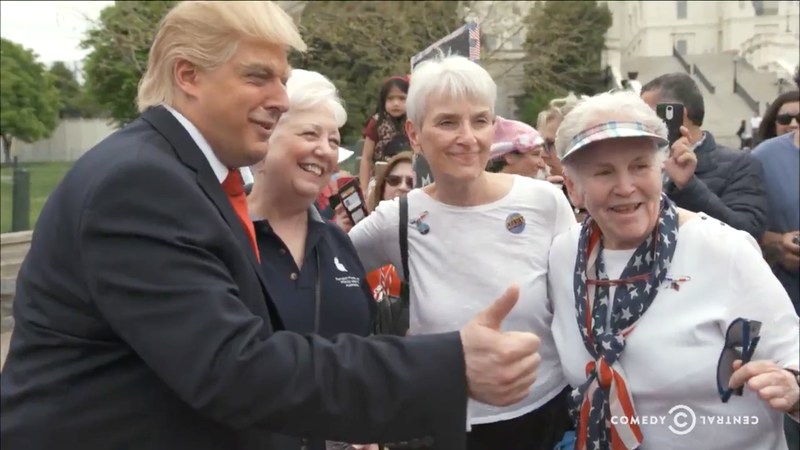 President Donald Trump impersonator Anthony Atamanuik in a screenshot from the Comedy Central series, The President Show (Comedy Central)